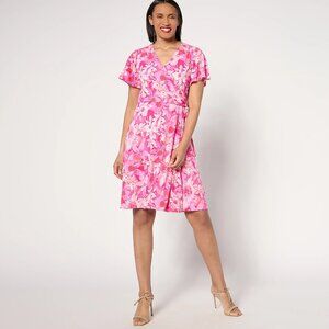 Susan Graver Petite Liquid Knit Faux Wrap Dress - Sz XXSP a646285